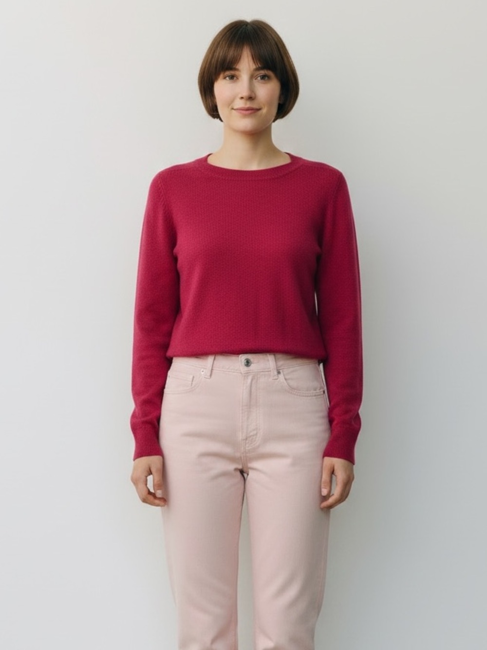 Italian brand -Classic 100% cashmere Red Crewneck Sweater size M